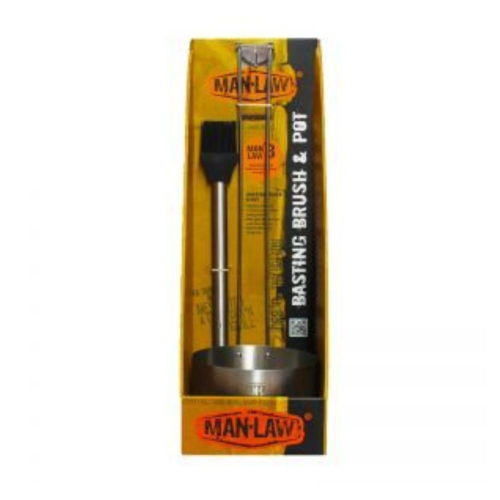 Set de Marinado para parrilla, Brocha 33 cm y Pote Man Law