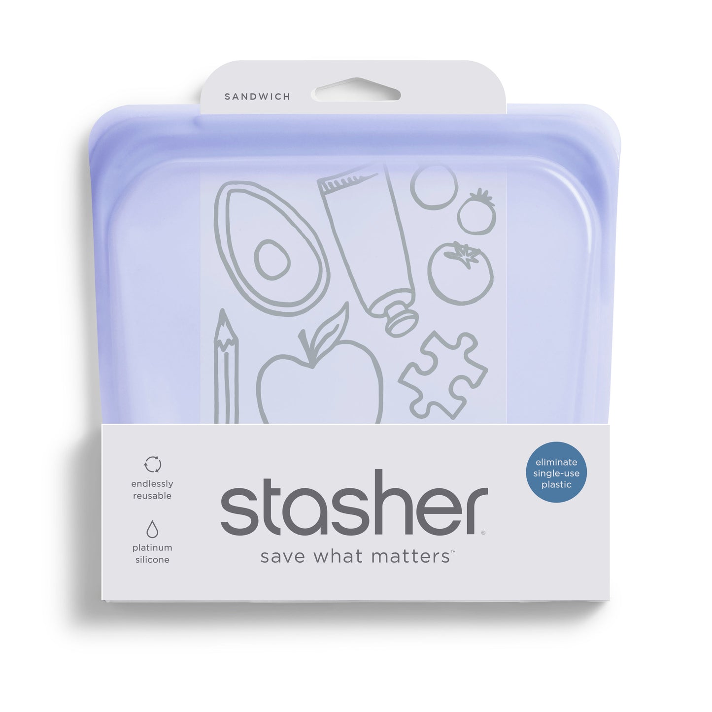 Bolsa Stasher Sandwich de Silicona Reutilizable 450 ml