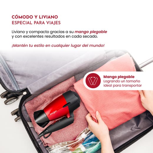 Secador Siegen Let`S Go Travel Rojo SG-3011