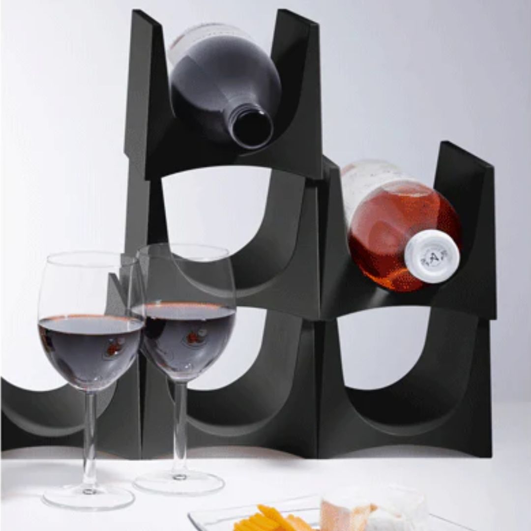 Set 2 Organizadores Apilables Para Botellas Negro