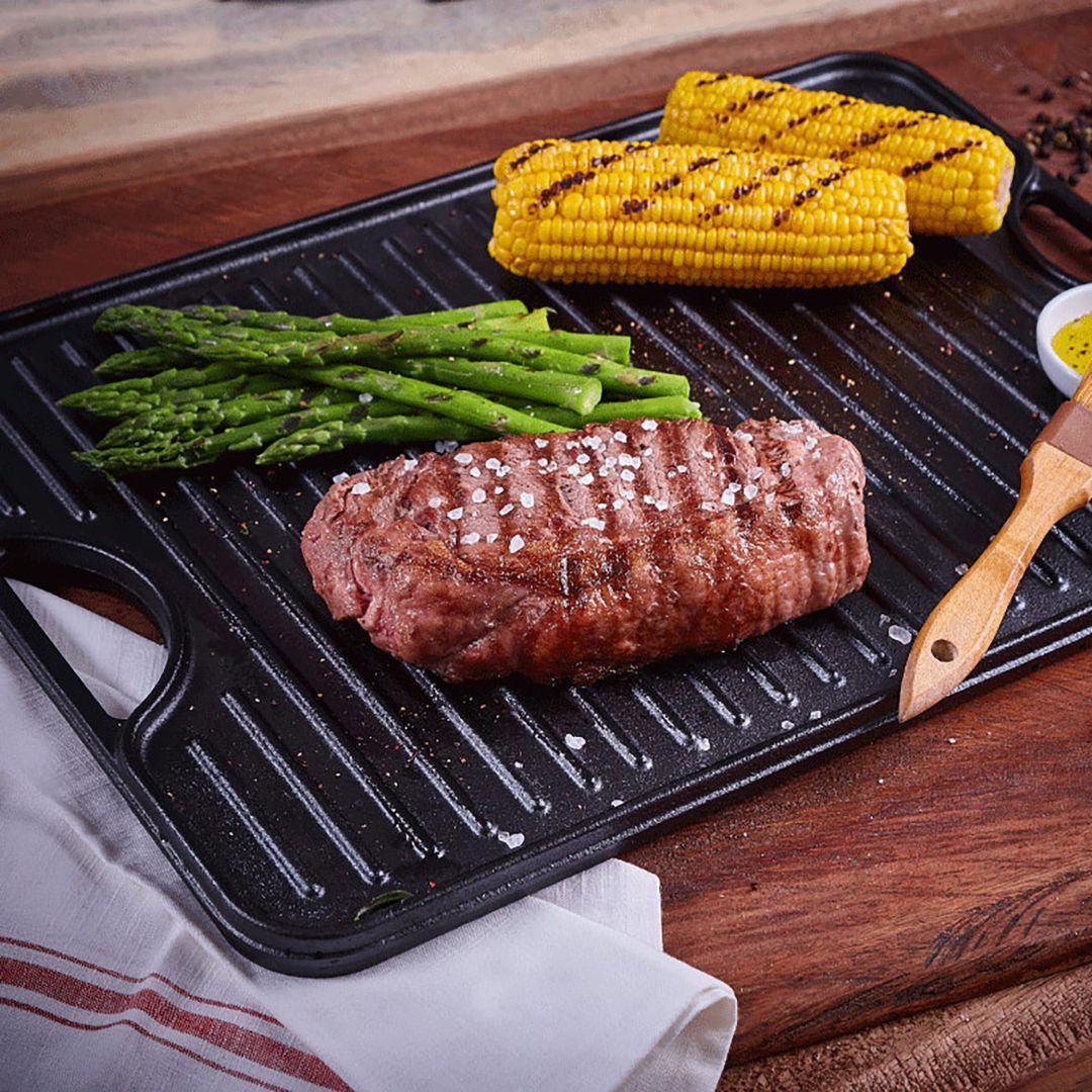 Plancha Reversible Hierro Fundido Precurado 33 x 21 cm