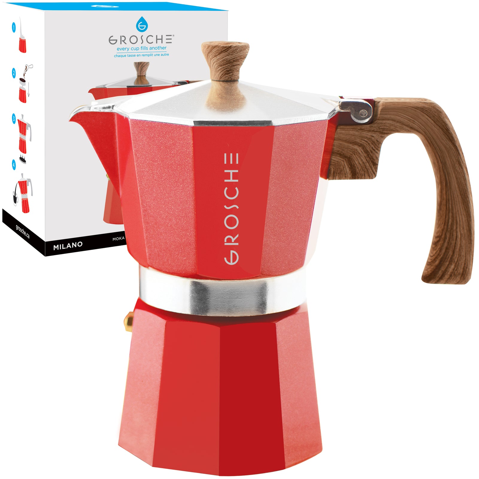 Cafetera Milano de 6 Tazas 275 ml Roja
