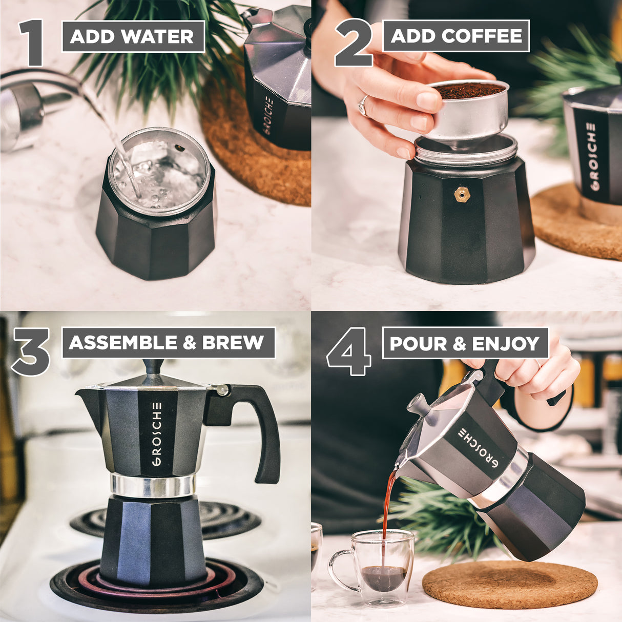 Cafetera Milano 3 Tazas 150 ml Negra