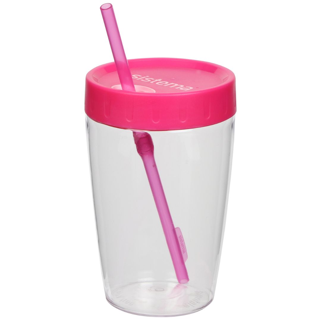 Vaso con tapa y bombilla 525 ml.