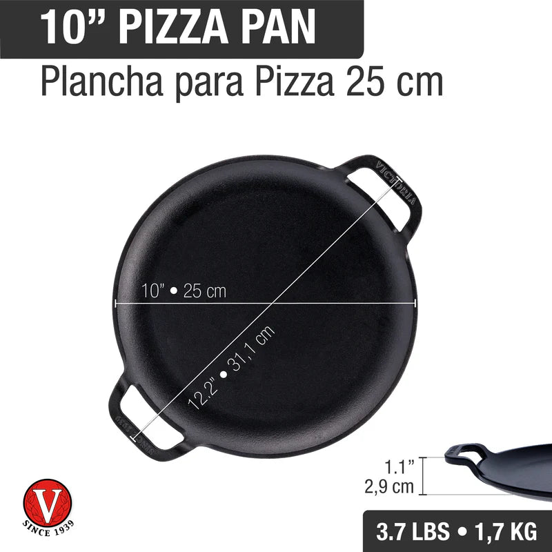 Plancha Victoria Para Pizza Doble Asa 25 Cm