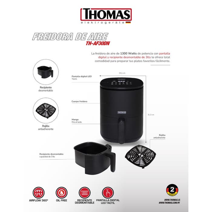 Freidora de Aire Digital Led Touch TH-AF30DN