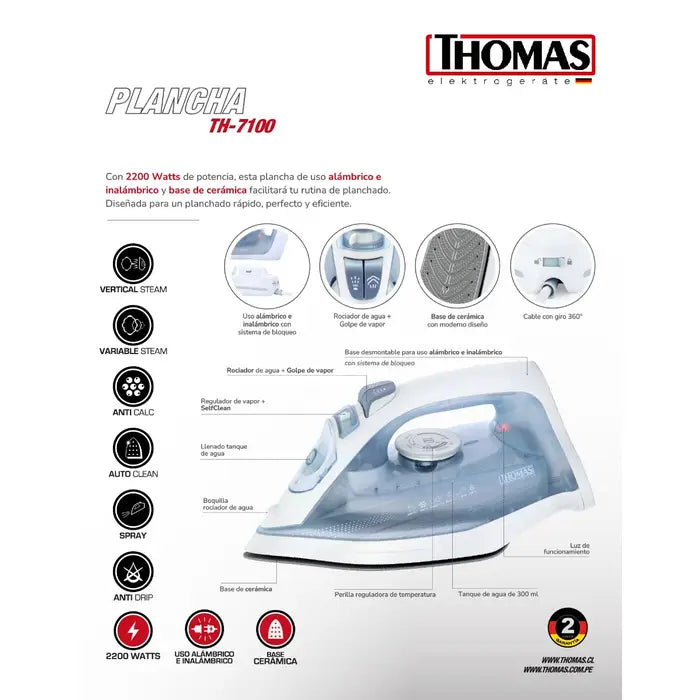 Plancha Thomas Inalámbrica TH-7100