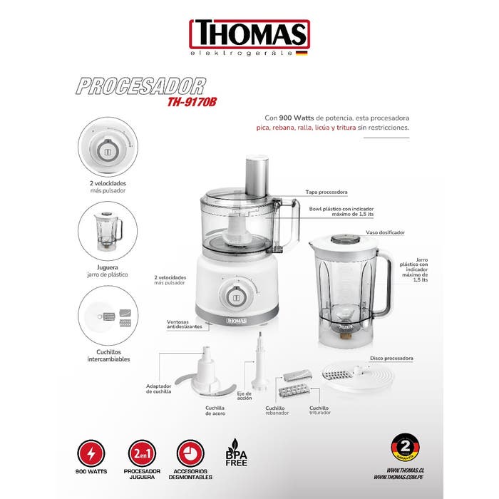 Licuadora y Procesadora de Alimentos TH-9170B