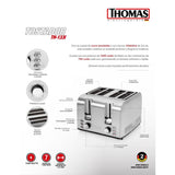 Tostador 4 rebanadas Acero Inox TH-133i