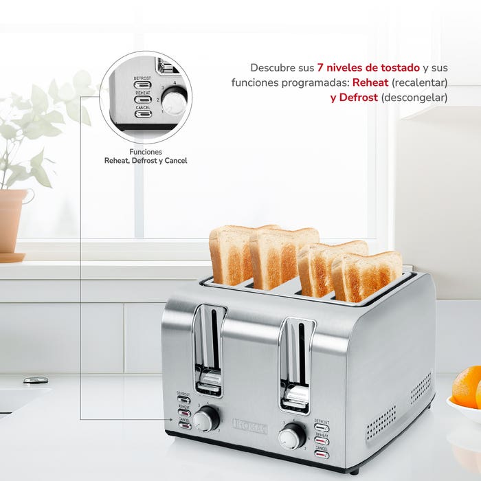 Tostador 4 rebanadas Acero Inox TH-133i