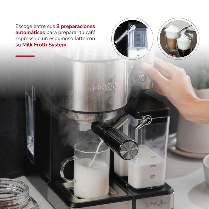 Cafetera Thomas Espresso LatteKaffee TH-160DELI + Porta Filtro para cápsulas