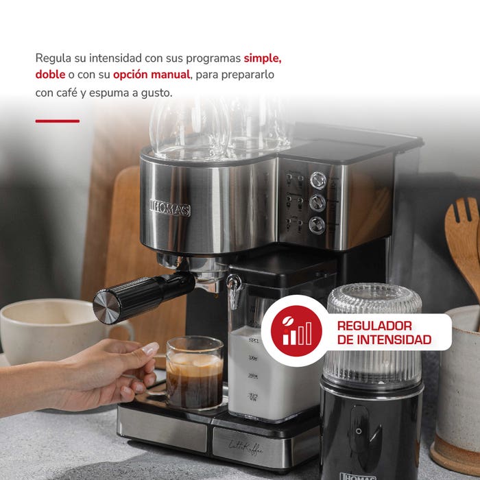 Cafetera Thomas Espresso LatteKaffee TH-160DELI + Porta Filtro para cápsulas