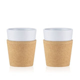 Set de 2 Vasos Porcelana de 300 ml Con Mango de Corcho