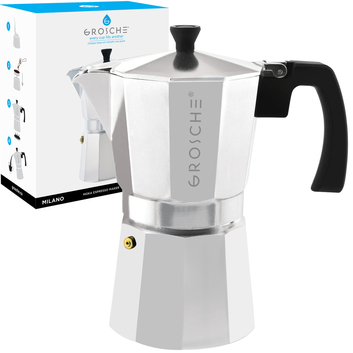 Cafetera Espresso Italiana Milano 450 ml 9 Tazas Cromo