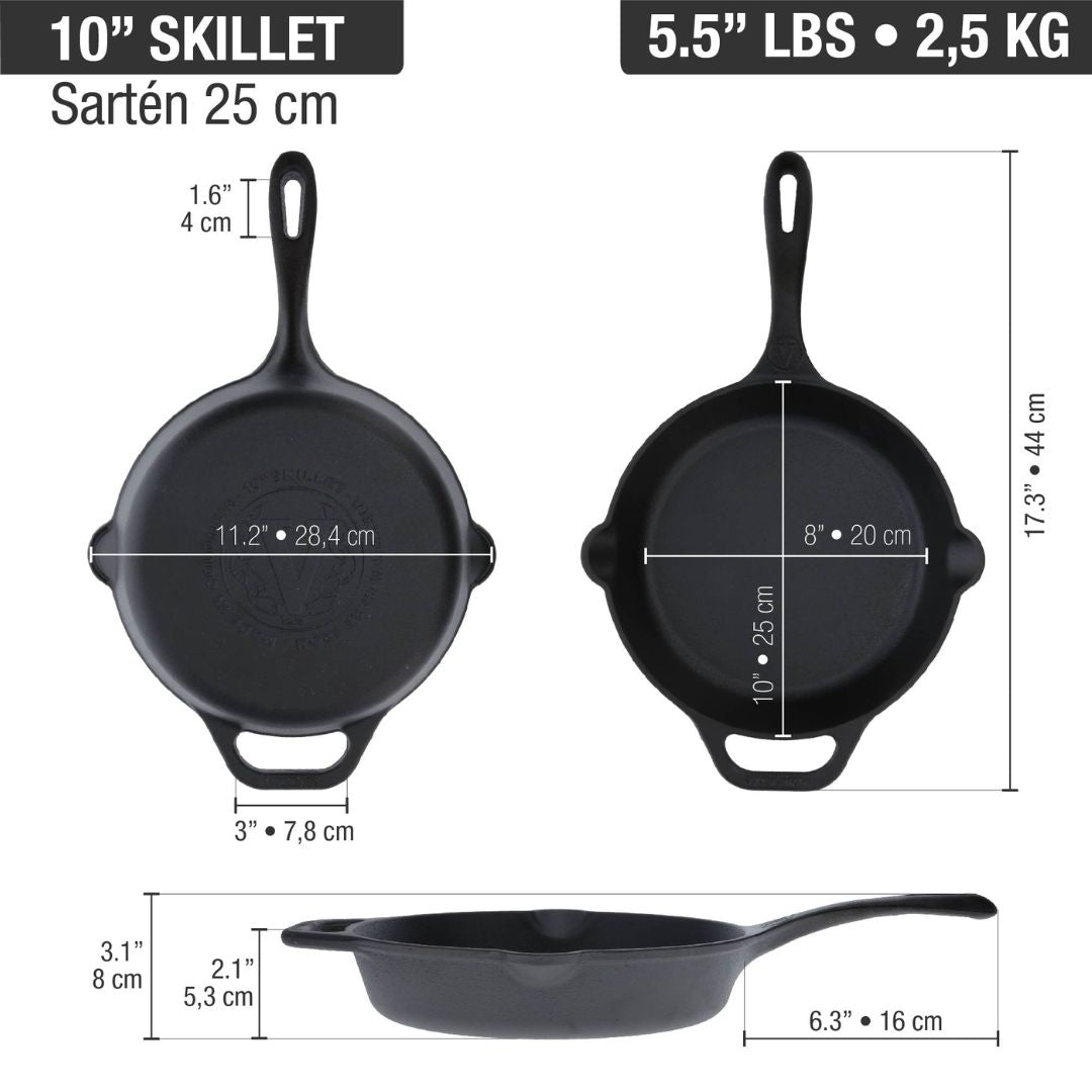Sartén Hierro Fundido Precurado 25 cm
