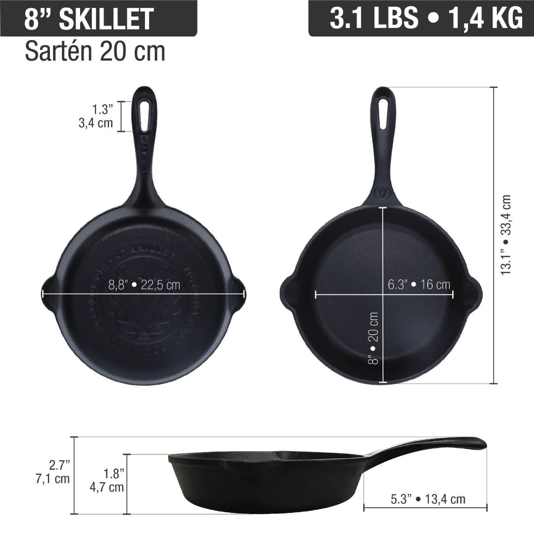 Sartén Victoria Hierro Fundido Precurado 20 cm