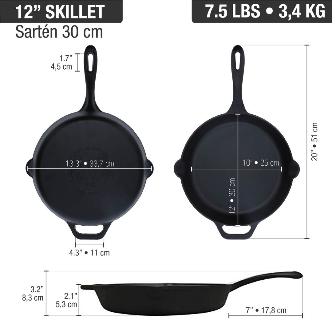 Sartén Hierro Fundido Precurado 30 cm