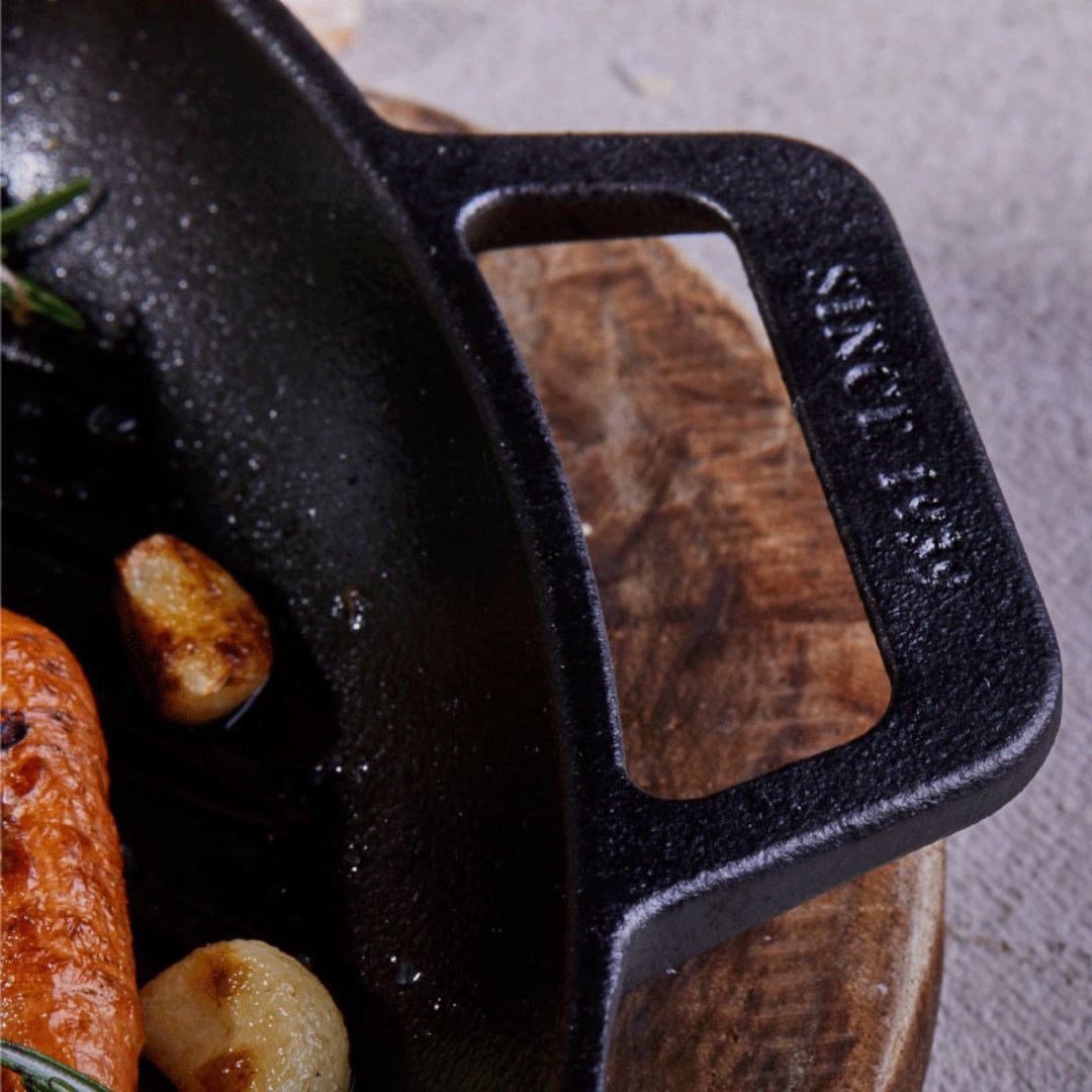 Sarten Grill Doble Asa Hierro Fundido Esmaltado 25 x 25 cm