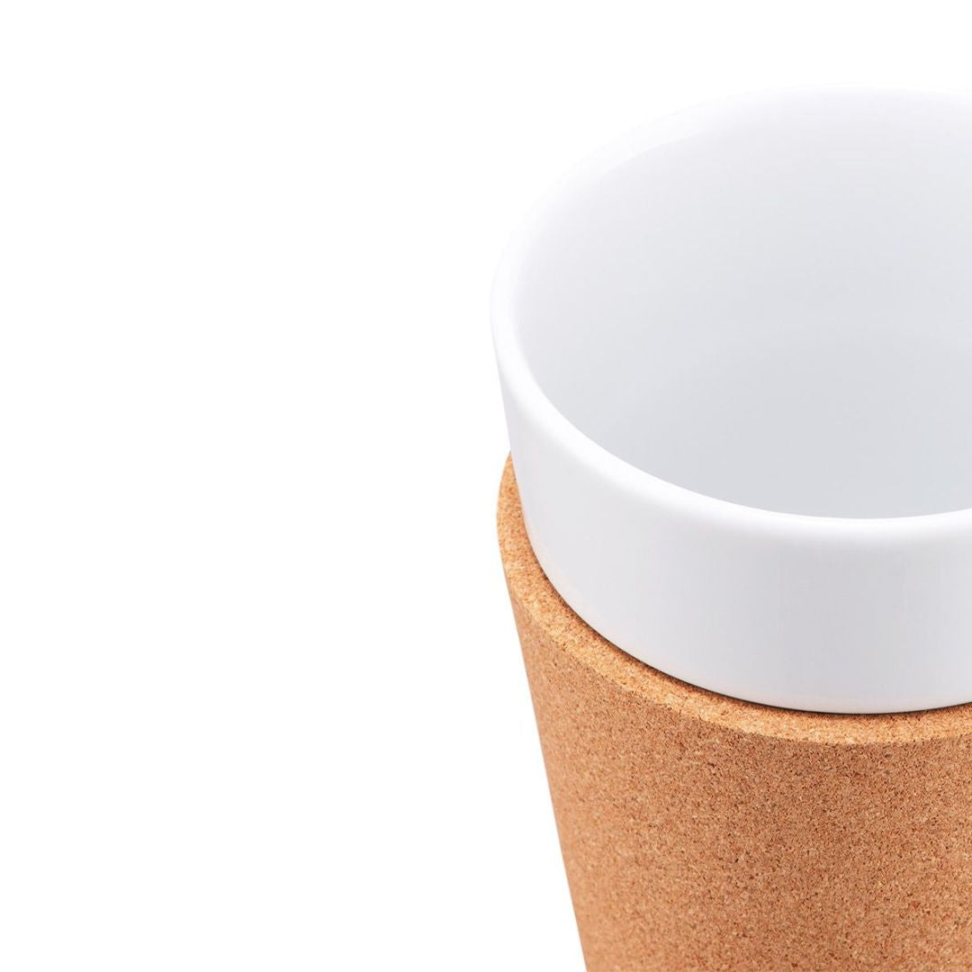 Set de 2 Vasos Porcelana de 300 ml Con Mango de Corcho
