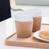 Set de 2 Vasos Porcelana de 300 ml Con Mango de Corcho