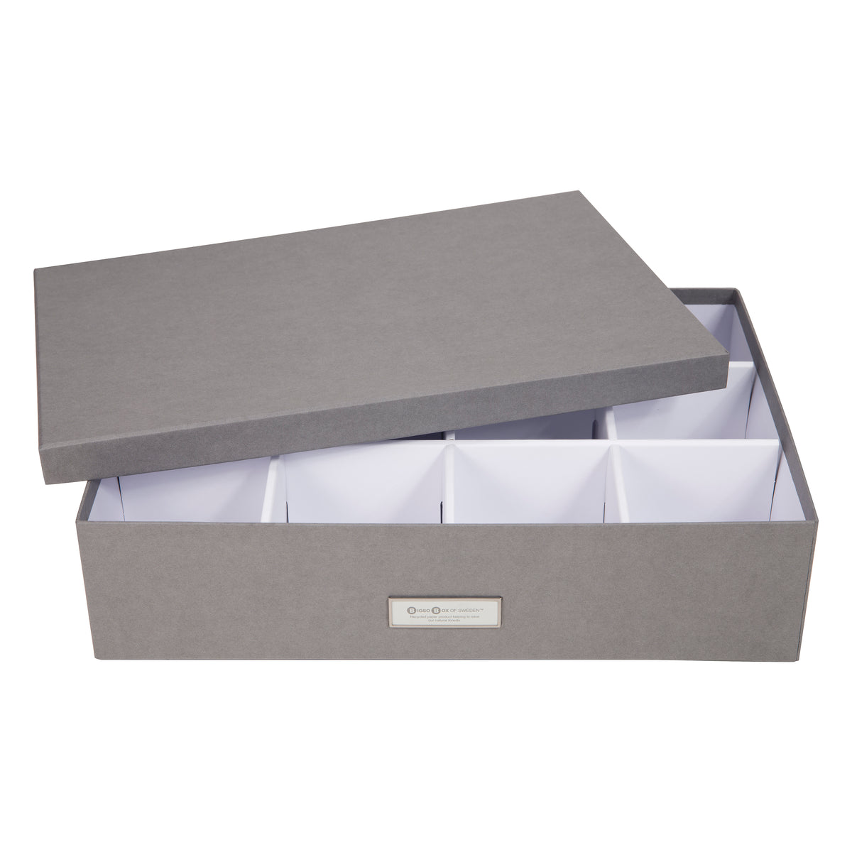 Caja Organizadora Bigso Box 12 Divisiones de Papel Laminado Gris