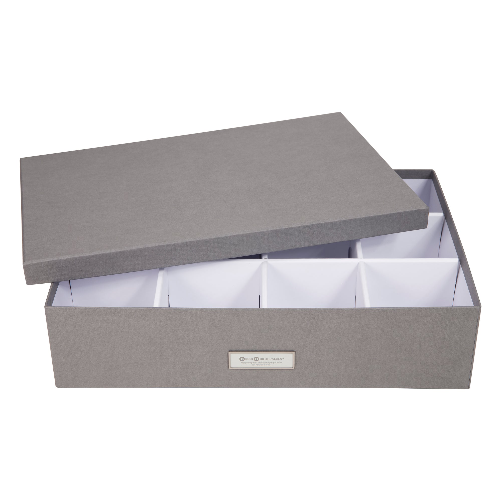 Caja Organizadora Bigso Box 12 Divisiones de Papel Laminado Gris