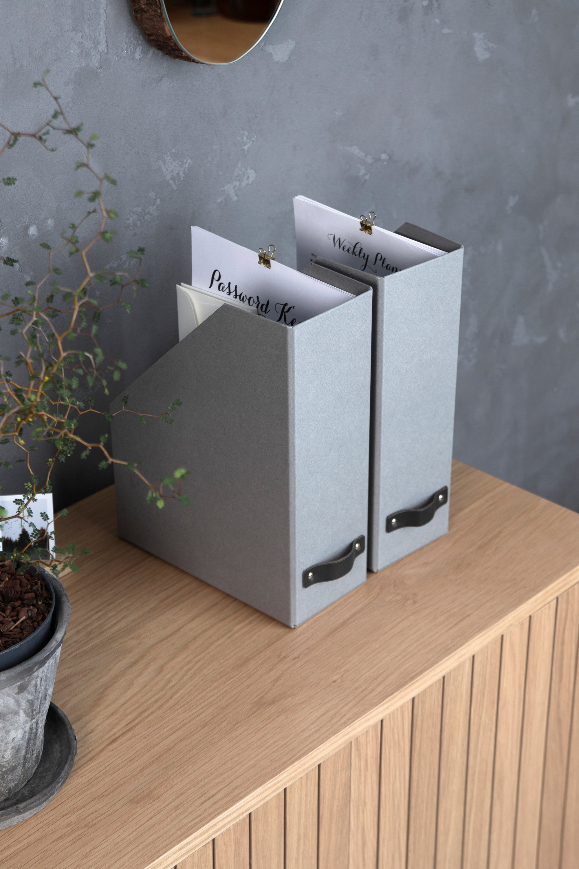 Set de 2 Organizadores para Archivos Bigso Box Gris Laminado