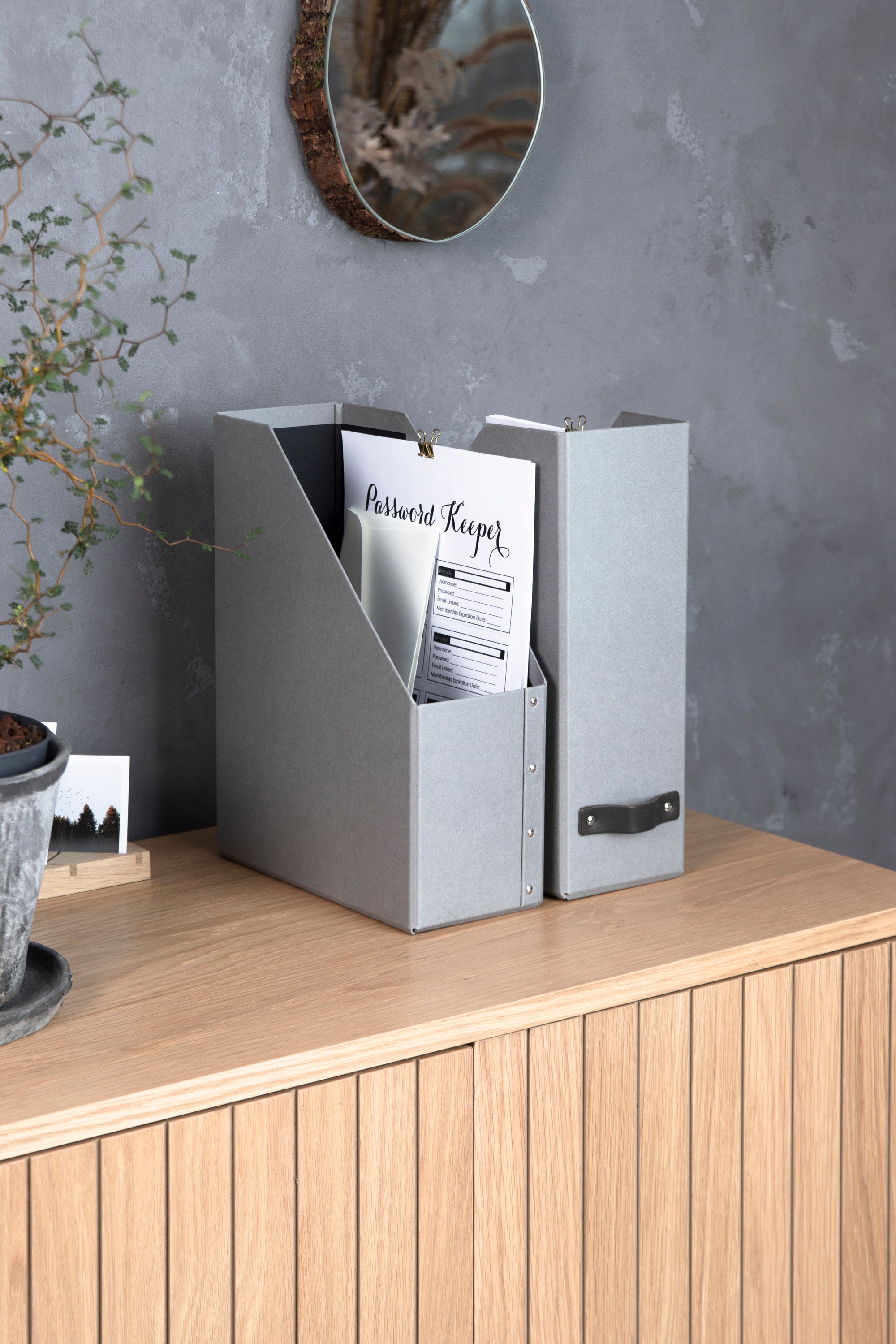 Set de 2 Organizadores para Archivos Bigso Box Gris Laminado